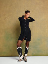 Женское черное трикотажное платье на пуговицах "Cozy Muse Dress"