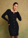 Женское черное трикотажное платье на пуговицах "Cozy Muse Dress"