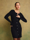 Женское черное трикотажное платье на пуговицах "Cozy Muse Dress"