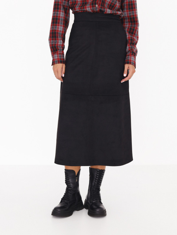 Черная длинная юбка Milla Skirt из искусственной замши