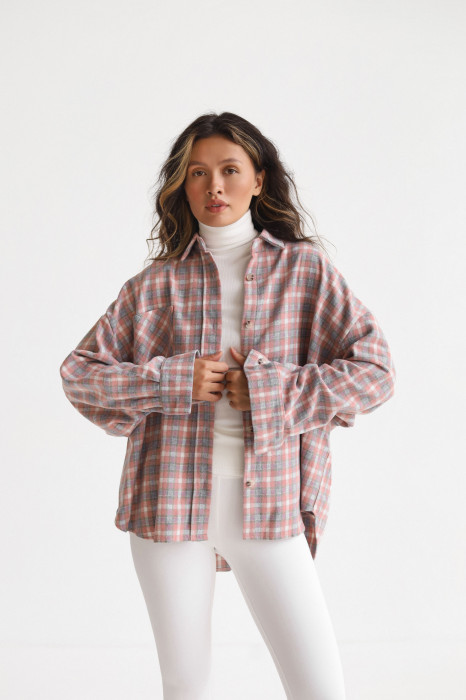 Рожева сорочка oversize з вовною