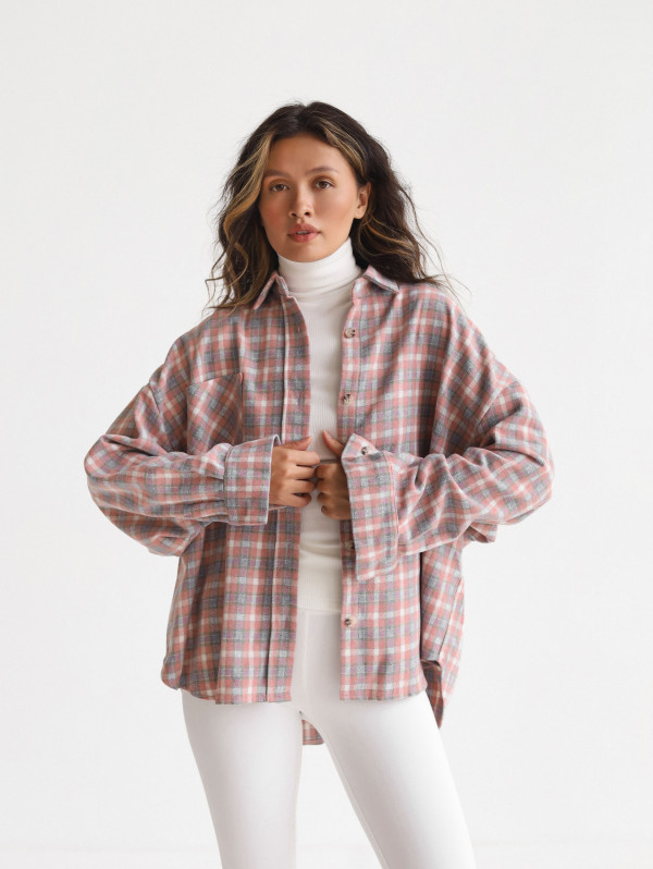 Рожева сорочка oversize з вовною