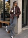 Бордовая рубашка oversize с шерстью 361/2