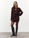 Вязаный костюм с юбкой 469 "Cocoa Bow Knit Set - Chocolate"