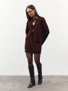 Вязаный костюм с юбкой 469 "Cocoa Bow Knit Set - Chocolate"