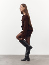 Вязаный костюм с юбкой 469 "Cocoa Bow Knit Set - Chocolate"