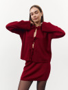 Вязаный костюм с юбкой  469 Ruby Bow Knit Set — Burgundy