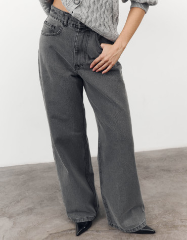 Женские джинсы широкого кроя 468 "Flow Wide Jeans - Grey"