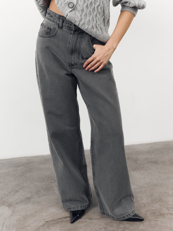 Жіночі джинси широкого крою 468 "Flow Wide Jeans — Grey"