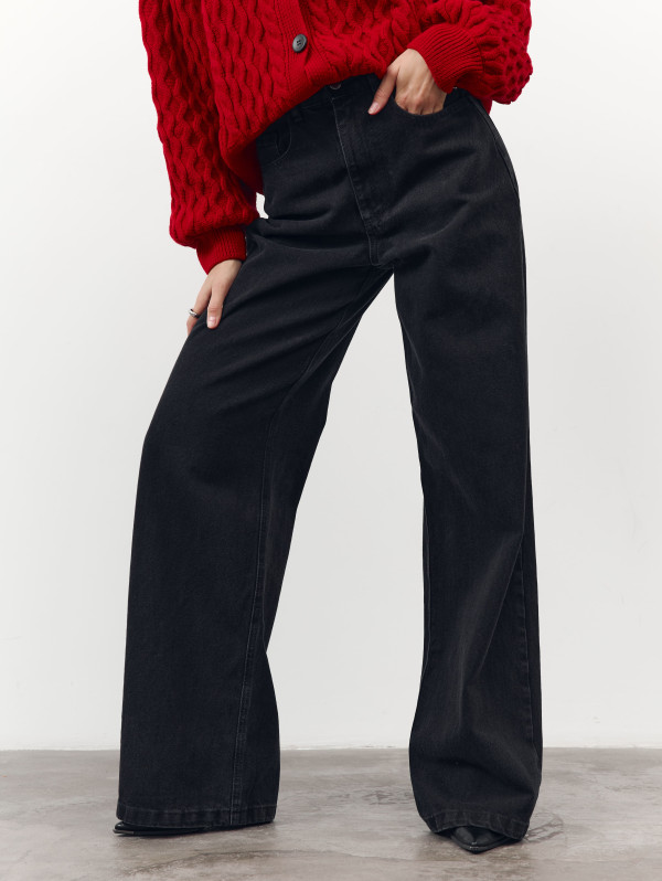Женские джинсы широкого кроя 468 "Flow Wide Jeans - Black"