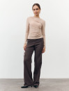 Лонгслив из стрейчевого трикотажа 384 "Drape Line Longsleeve - Beige"