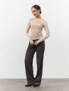 Лонгслив из стрейчевого трикотажа 384 "Drape Line Longsleeve - Beige"