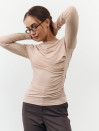Лонгслив из стрейчевого трикотажа 384 "Drape Line Longsleeve - Beige"