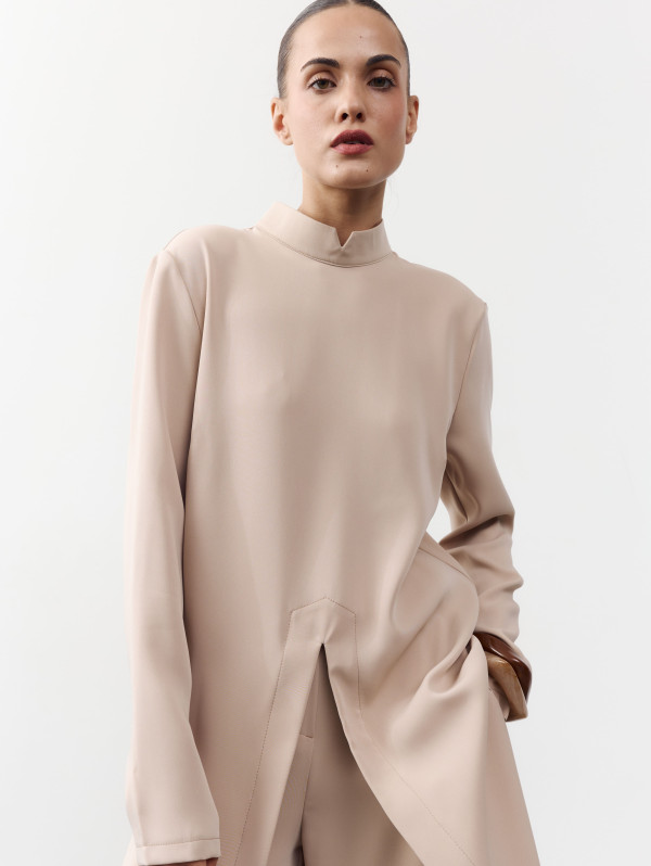 Женский бежевый костюм с брюками и туникой Noir Line Suit 464