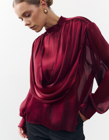 Блуза 458 Tencel Drape из тенсела в винном цвете