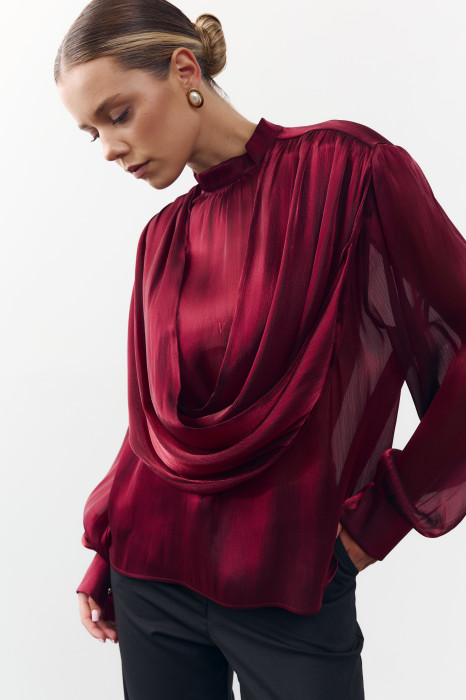Блуза 458 Tencel Drape из тенсела в винном цвете