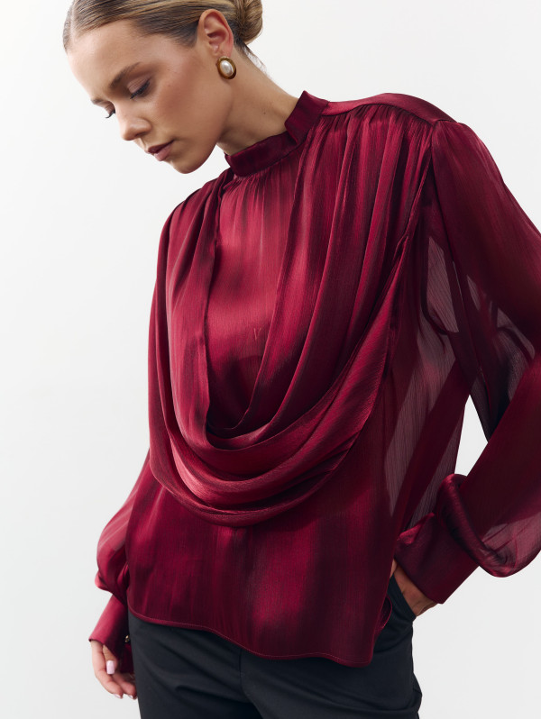 Блуза 458 Tencel Drape из тенсела в винном цвете