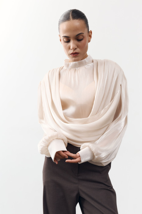 Блуза 458 Tencel Drape из тенсела в цвете айвори