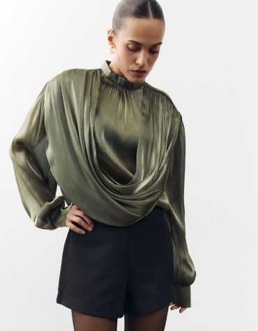 Блуза 458 Tencel Drape из тенсела в оливковом цвете