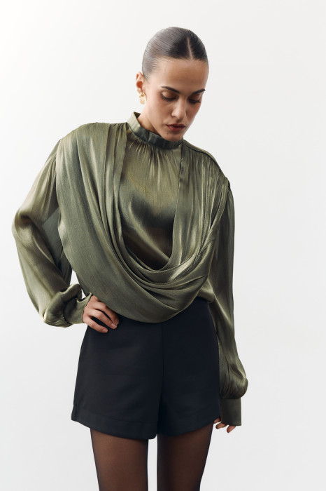 Блуза 458 Tencel Drape з тенселу у оливковому кольорі