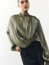 Блуза 458 Tencel Drape из тенсела в оливковом цвете Блуза 458 Tencel Drape из тенсела в оливковом цвете