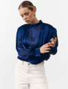 Блуза 458 Tencel Drape из тенсела в синем цвете Блуза 458 Tencel Drape из тенсела в синем цвете