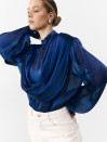 Блуза 458 Tencel Drape из тенсела в синем цвете Блуза 458 Tencel Drape из тенсела в синем цвете