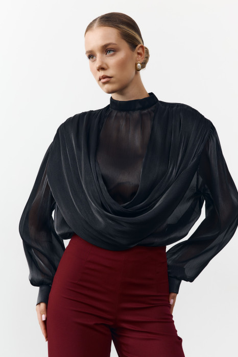 Чорна блуза 458 Tencel Drape з тенселу