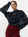 Черная блуза 458 Tencel Drape из тенсела Черная блуза 458 Tencel Drape из тенсела