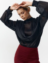 Черная блуза 458 Tencel Drape из тенсела Черная блуза 458 Tencel Drape из тенсела